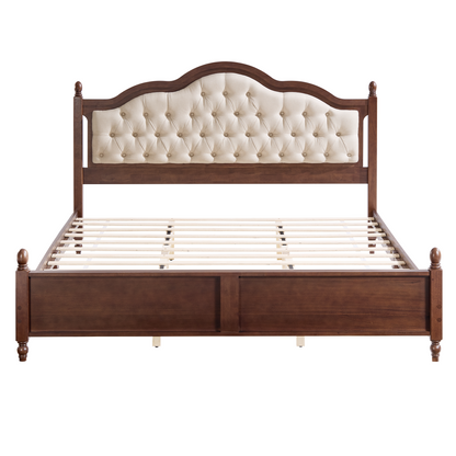 Astor Solid Wood King Bed Frame with Headboard-Califonia King-Walnut