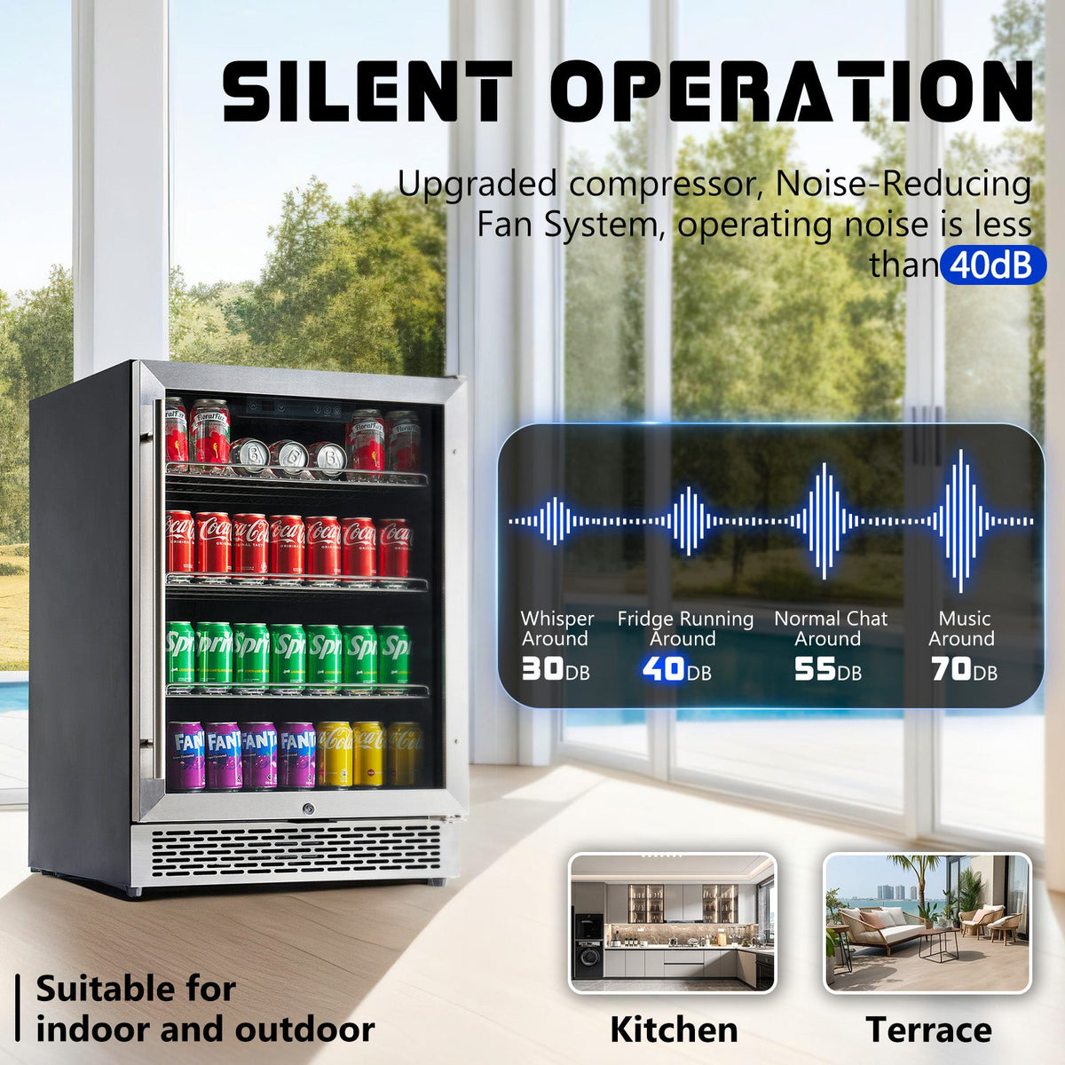Beverage Refrigerator with Glass Door-24 Inch - Single Zone-Beverage Fridge