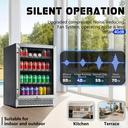 Beverage Refrigerator with Glass Door-24 Inch - Single Zone-Beverage Fridge