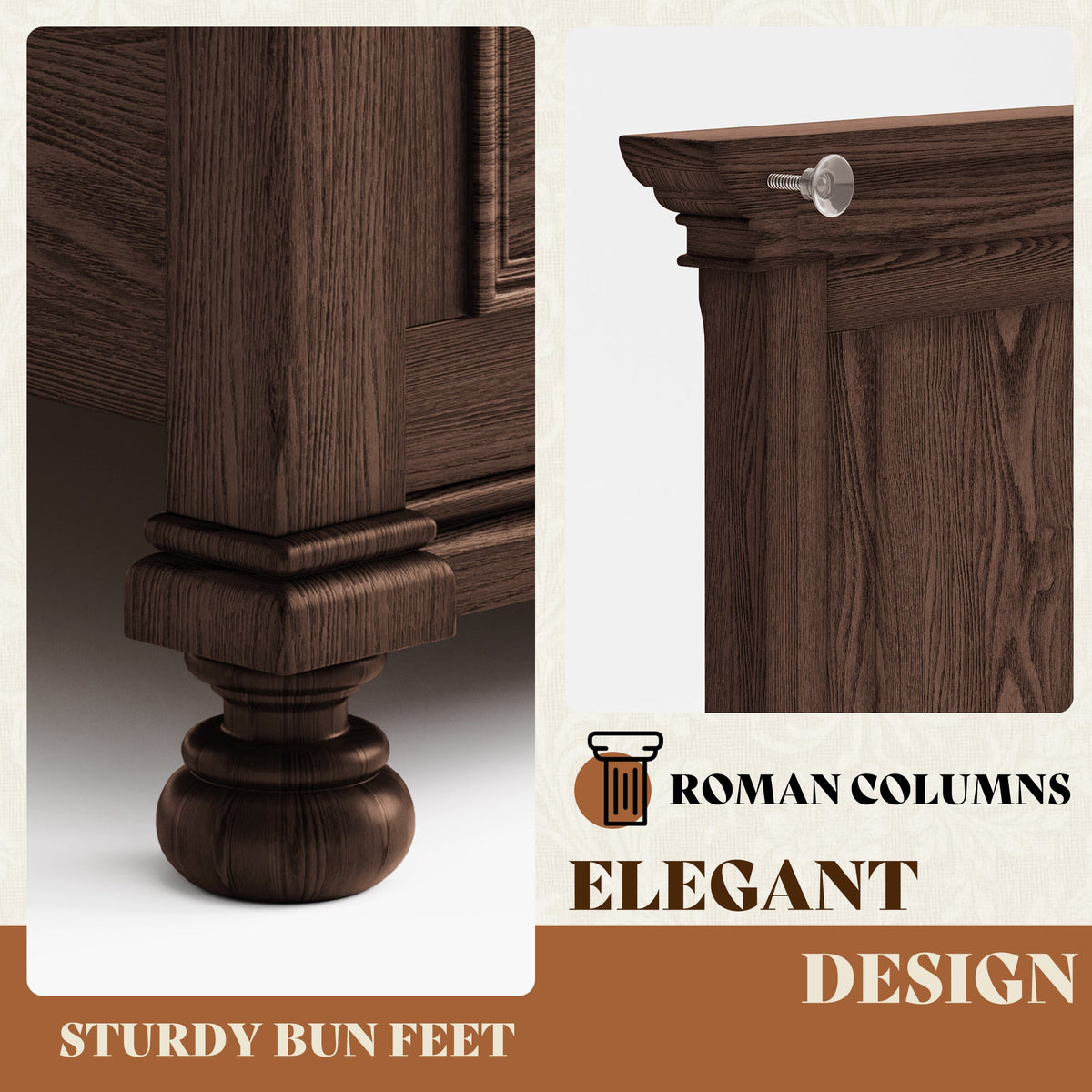 Bobbin Solid Wood Platform Bed-Black Walnut-Queen