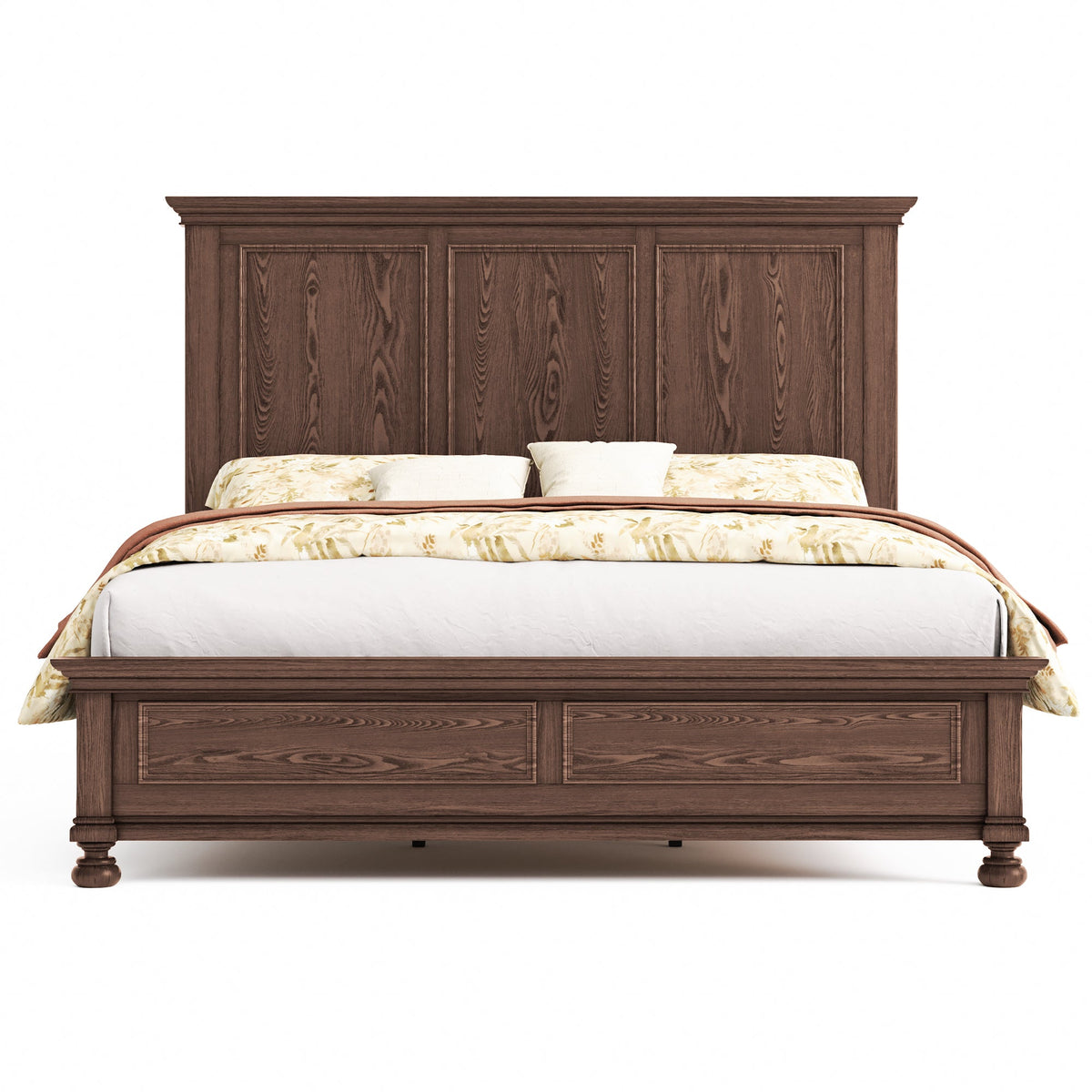 Bobbin Solid Wood Platform Bed-Black Walnut-King