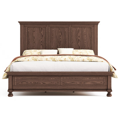 Bobbin Solid Wood Platform Bed-Black Walnut-King