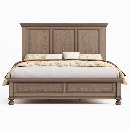 Bobbin Solid Wood Platform Bed-Taupe Gray-King