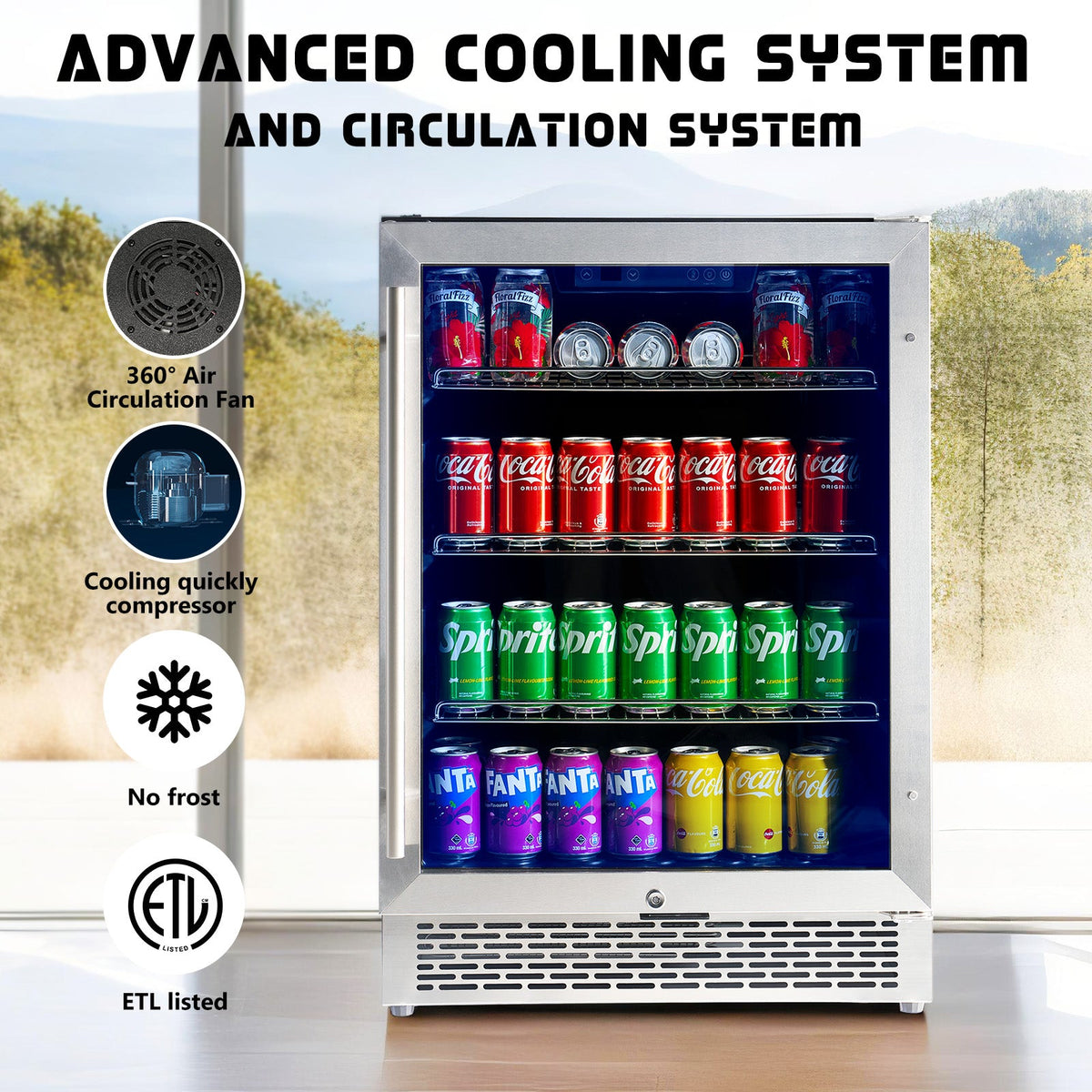 Beverage Refrigerator with Glass Door-24 Inch - Single Zone-Beverage Fridge