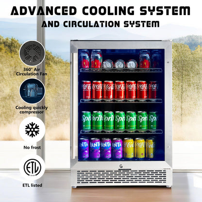 Beverage Refrigerator with Glass Door-24 Inch - Single Zone-Beverage Fridge