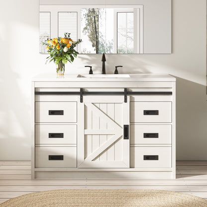 Bourbon Sliding Barn Vanity 48 inch Rustic White