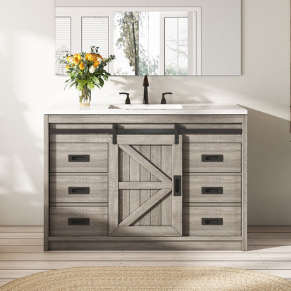 Bourbon Sliding Barn Vanity 48 inch Light Grey