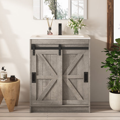 Bourbon Sliding Barn Vanity 24 inch Light Grey