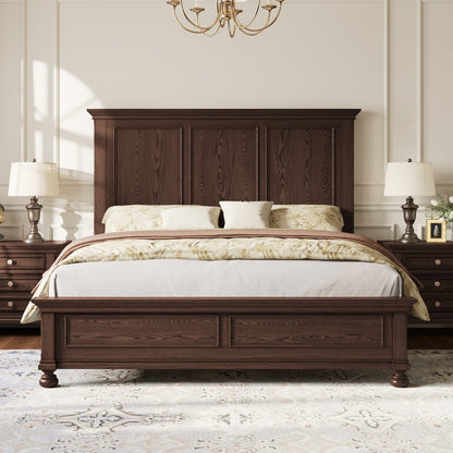 Bobbin Solid Wood Platform Bed-Black Walnut-King