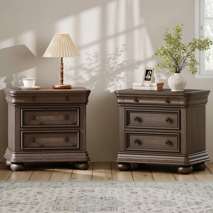 Bun Fully Assembly Wood Nightstand Amerlife Brown / 30" W
