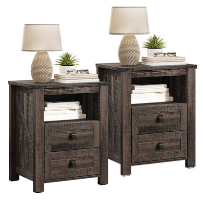 Hub Nightstand Set of 2 Amerlife Black Oak