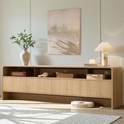 Flat Wood Curved TV Stand-OAK