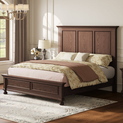 Bobbin Solid Wood Platform Bed-Black Walnut-Queen