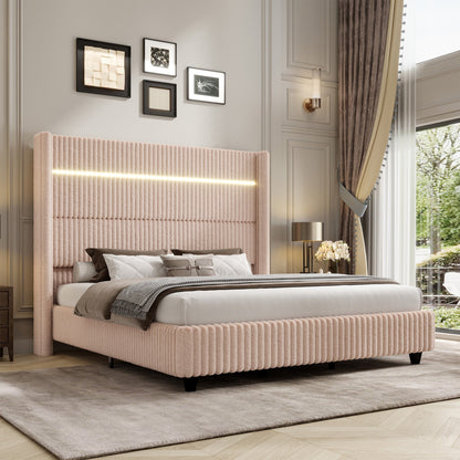 Warren Faux-Fur Bed Frame Amerlife Beige / California king