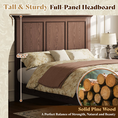 Bobbin Solid Wood Platform Bed-Black Walnut-Queen