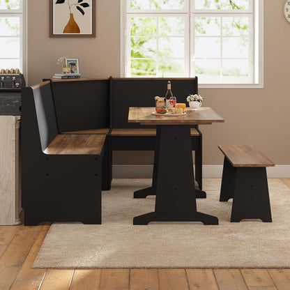 Feast 3-Piece Corner Dining Table Set-BLACK