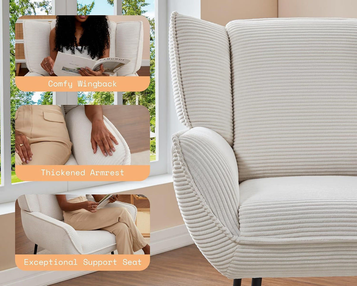 Accent Wingback Corduroy Chair