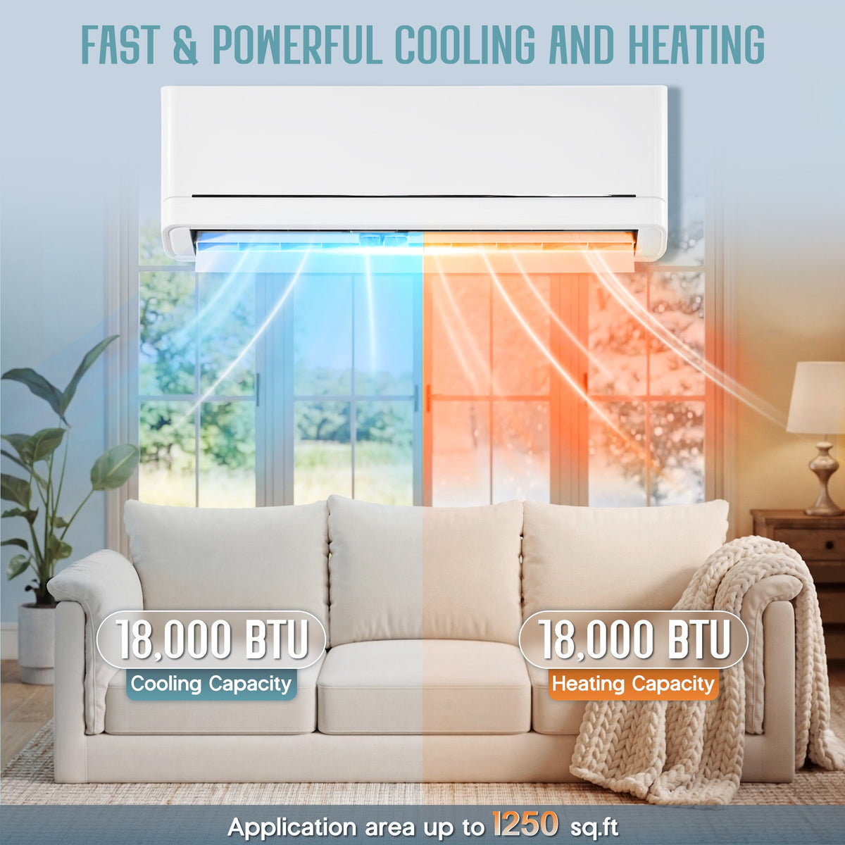 Whisper Ductless Mini Split AC and Heating System-18000BTU-220V