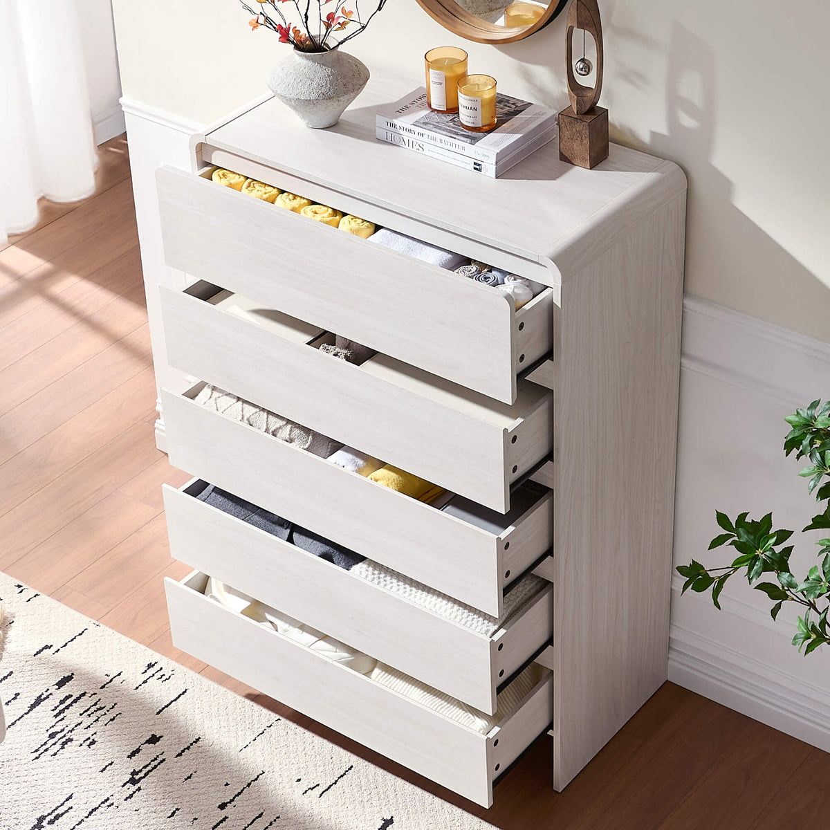 Garyon Modern 5-Drawer Storage Dresser _White