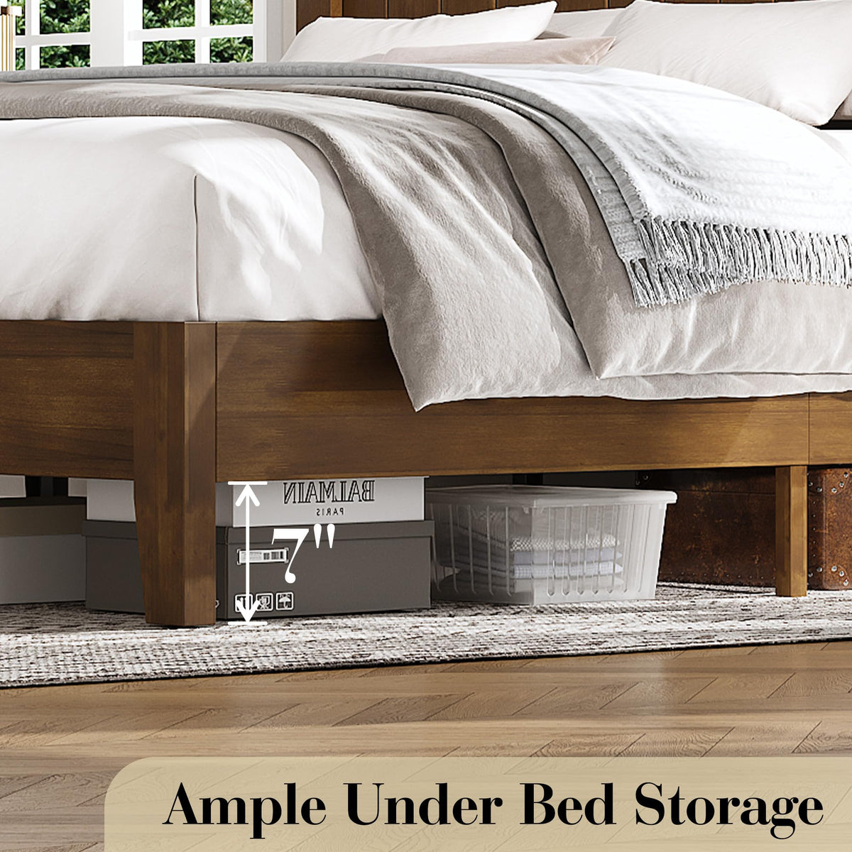 Sanderson Solid Wood Bed Frame -Queen / Brown