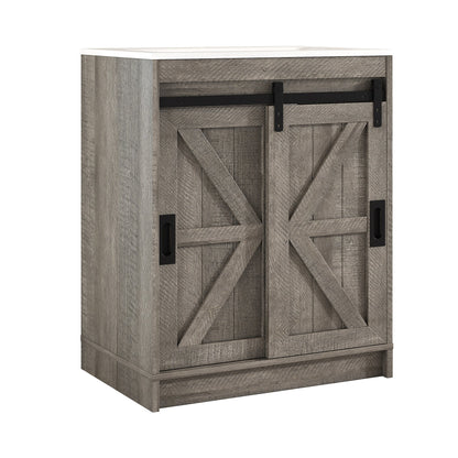 Bourbon Sliding Barn Vanity 24 inch Light Grey