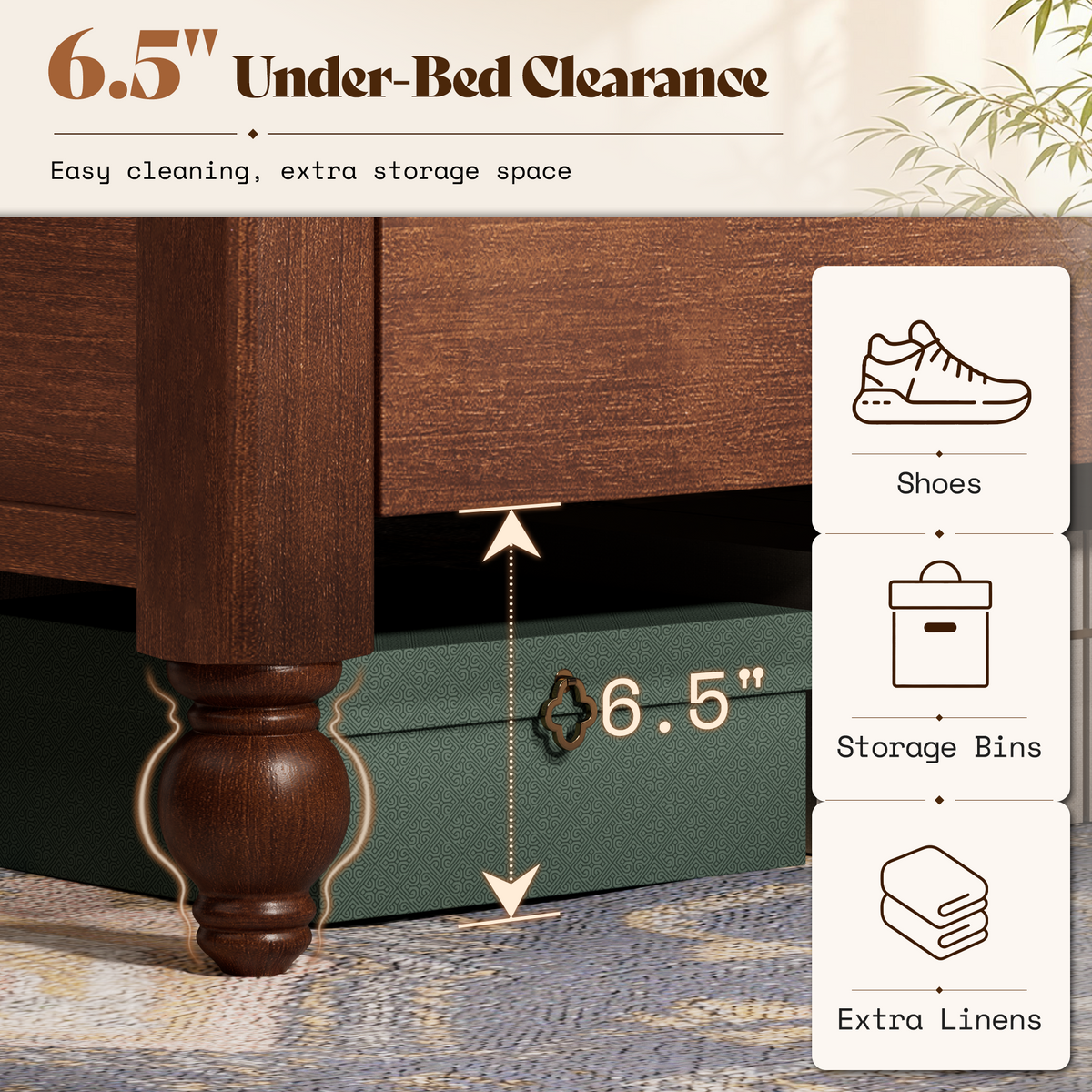 Astor Solid Wood King Bed Frame with Headboard-Califonia King-Walnut