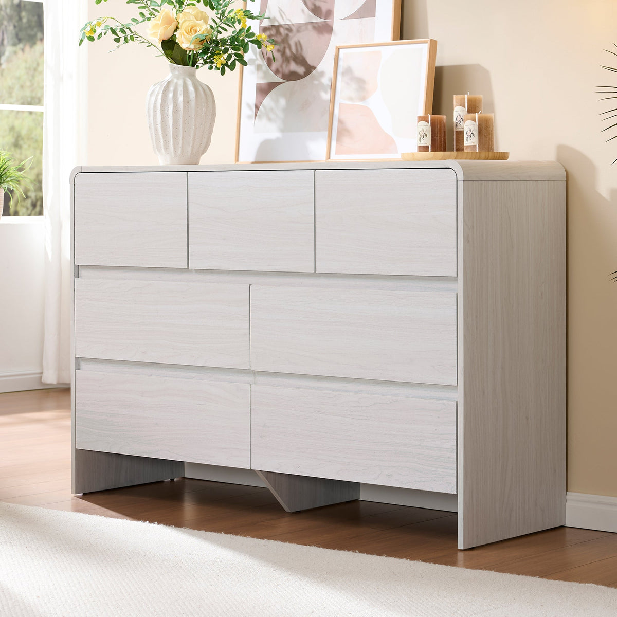Garyon Modern 7-Drawer Storage Dresser _White