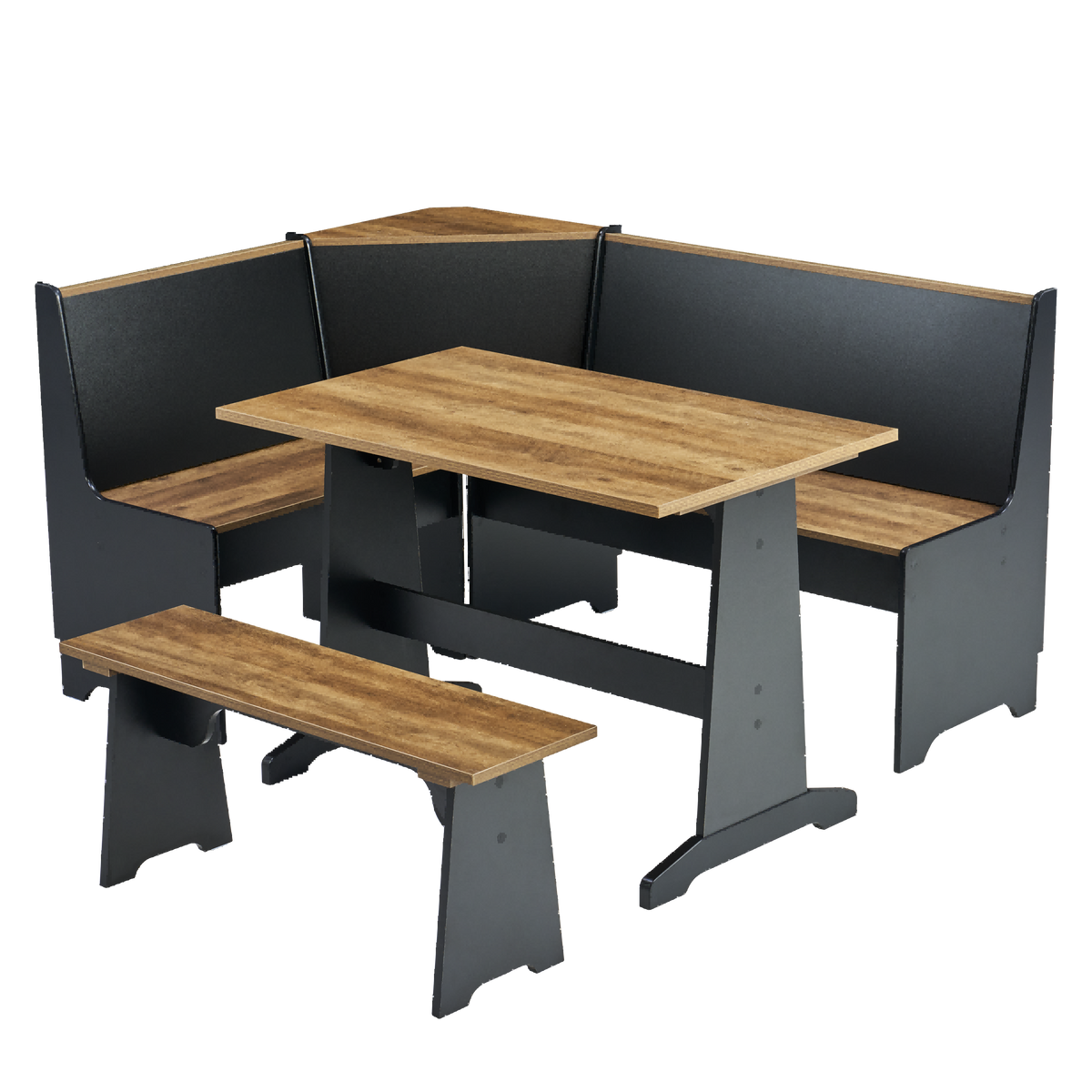 Feast 3-Piece Corner Dining Table Set-BLACK