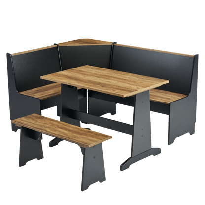 Feast 3-Piece Corner Dining Table Set-BLACK