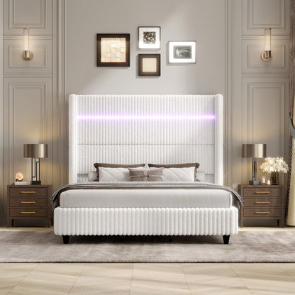 Warren Faux-Fur Bed Frame Amerlife White / California king