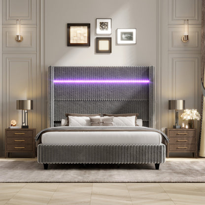 Warren Faux-Fur Bed Frame Amerlife Gray / California king