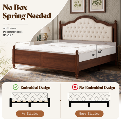Astor Solid Wood King Bed Frame with Headboard-King-Walnut
