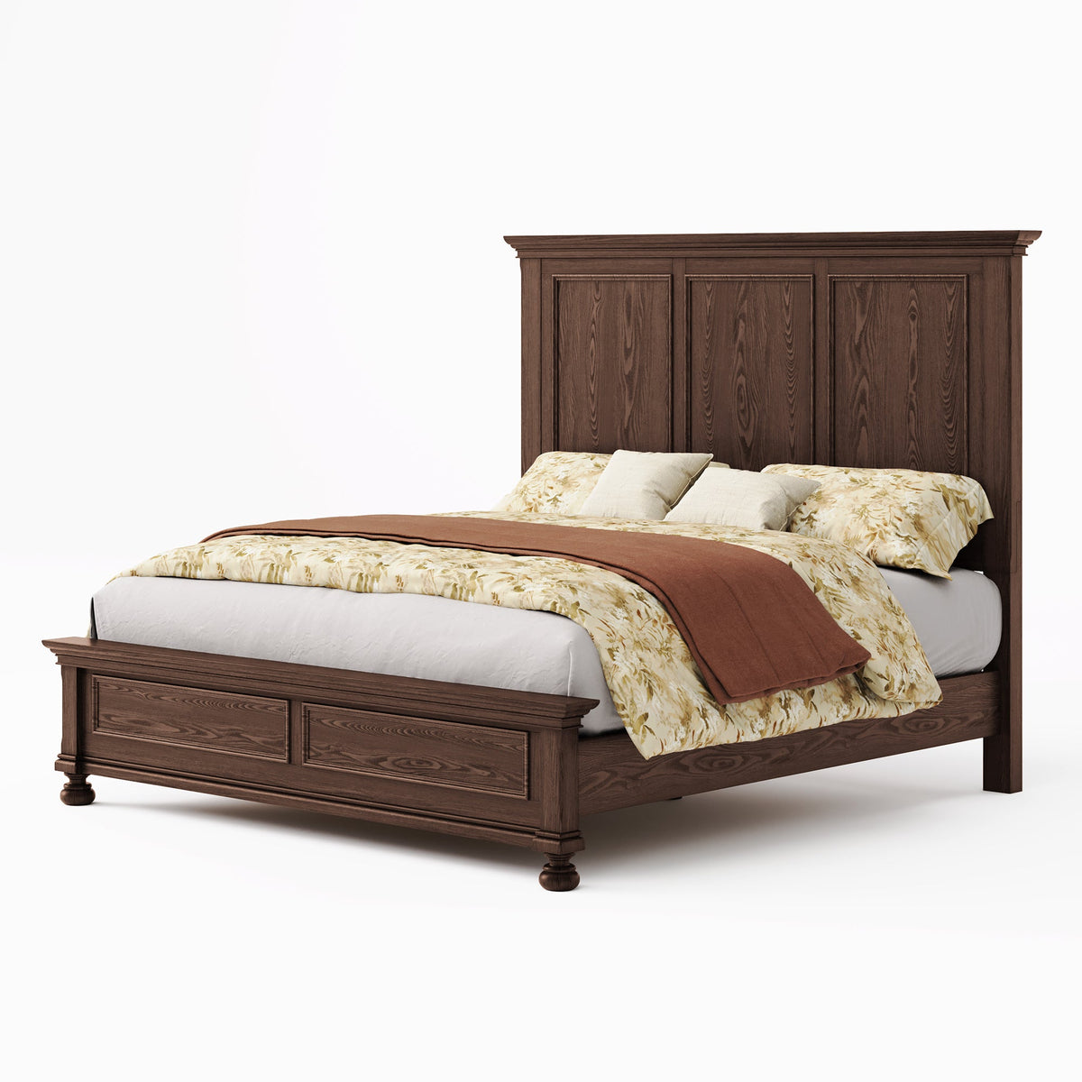 Bobbin Solid Wood Platform Bed-Black Walnut-Queen