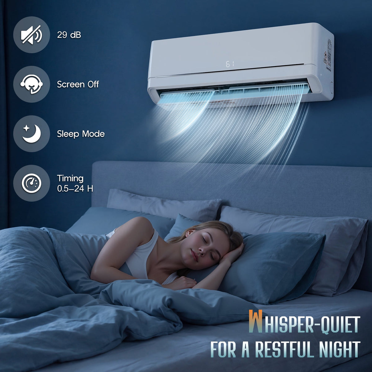 Whisper Ductless Mini Split AC and Heating System-24000BTU-220V