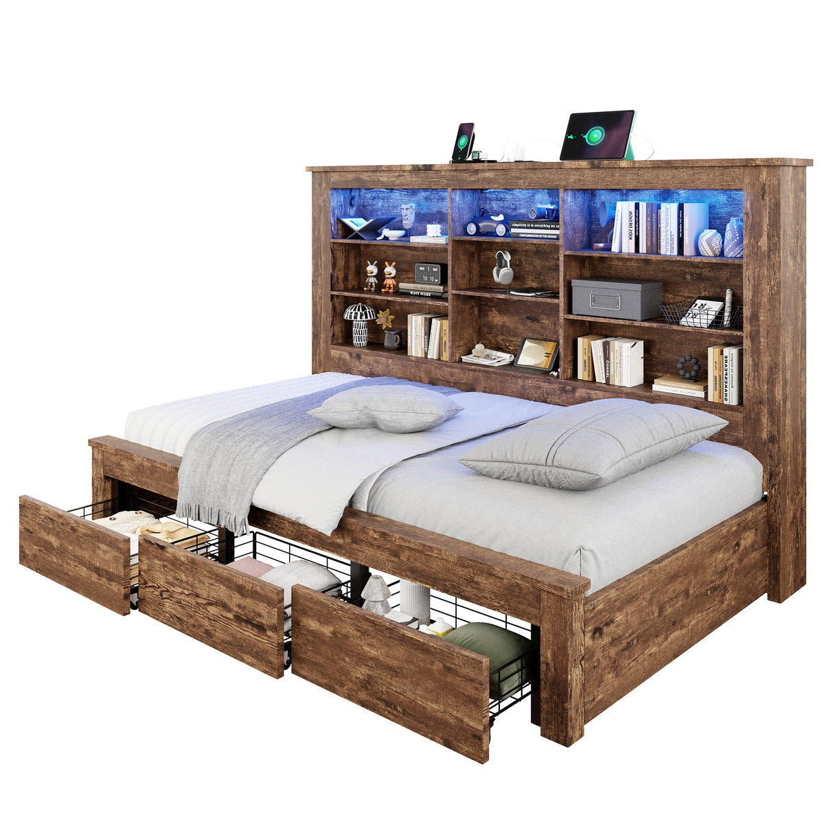 Beam Bed Frame Amerlife Twin / Rustic Dark Oak