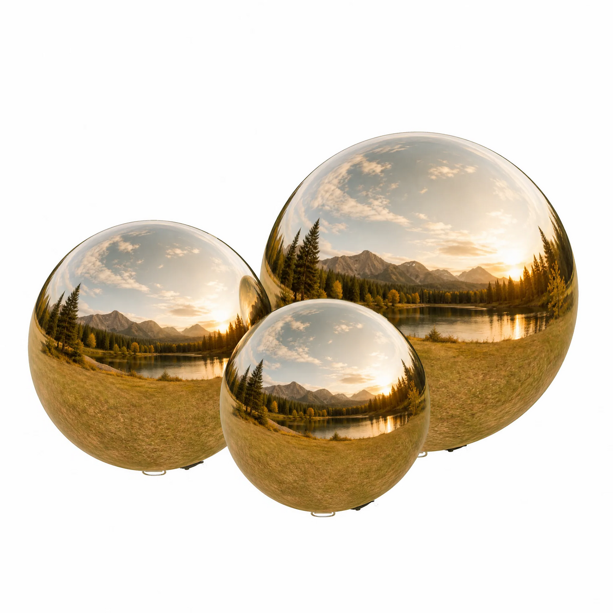 Vibe Reusable Inflatable Mirror Balls for Disco Parties & Events-4PCS-19.7"+31.5"+47.2"+59.1"-Gold