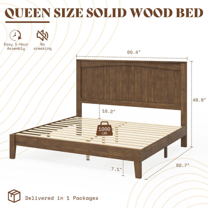Sanderson Solid Wood Bed Frame -Queen / Brown
