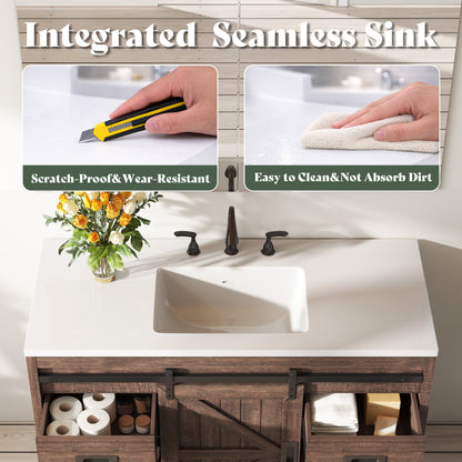 Bourbon Sliding Barn Vanity 48 inch Light Brown