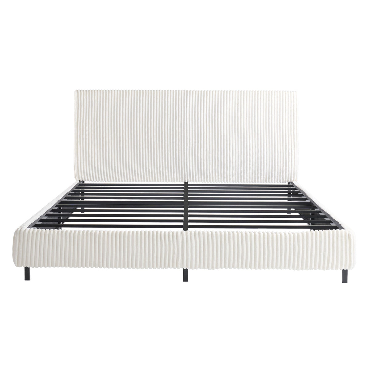 Velmure Corduroy Platform Bed Frame-King-Cream