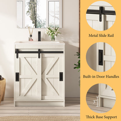 Bourbon Sliding Barn Vanity 24 inch Rustic White