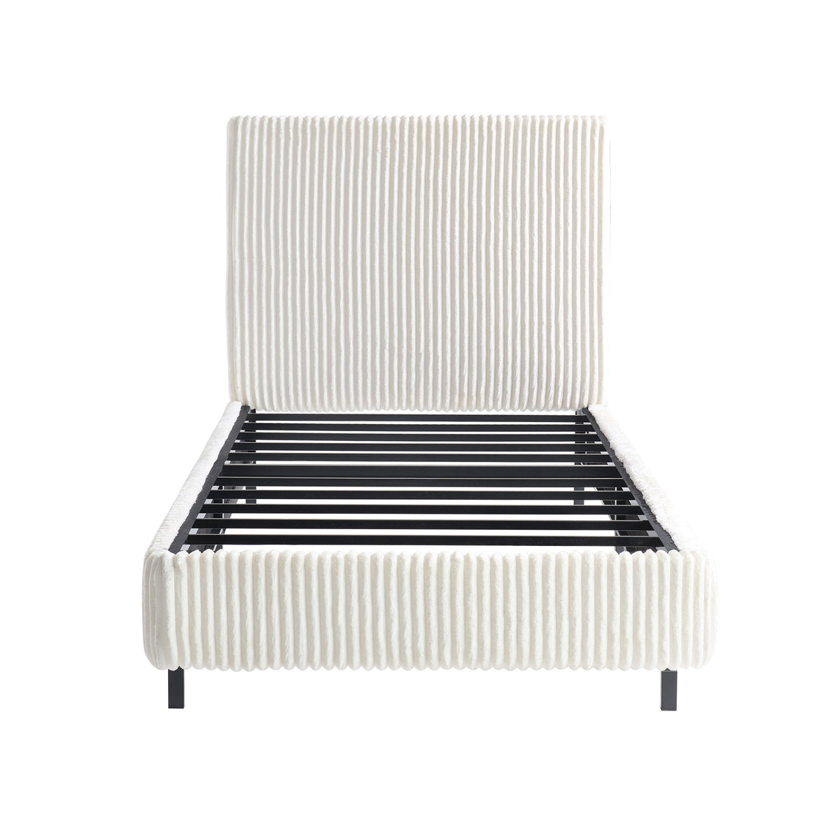 Velmure Corduroy Platform Bed Frame-Twin-Cream