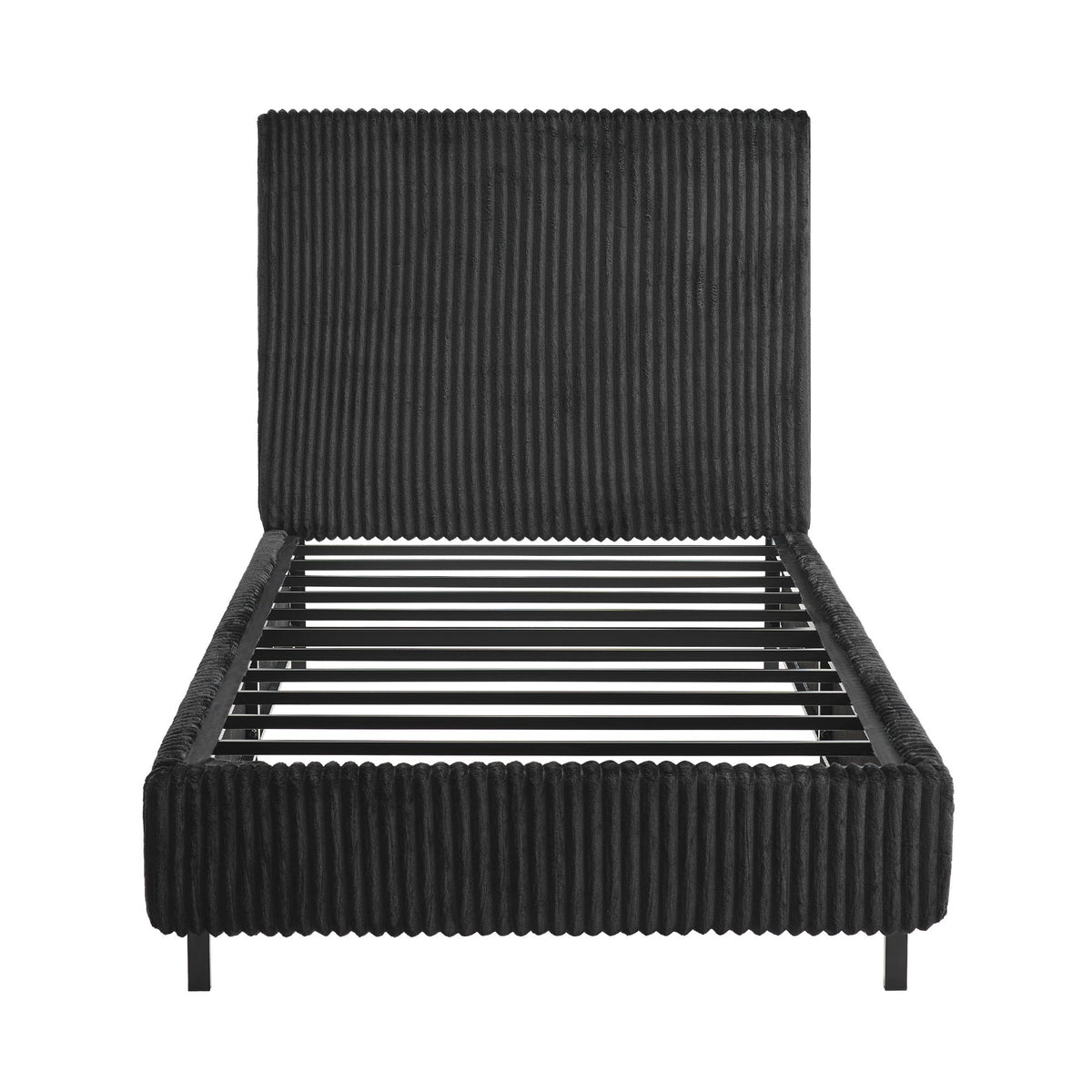 Velmure Corduroy Platform Bed Frame-Twin-Black