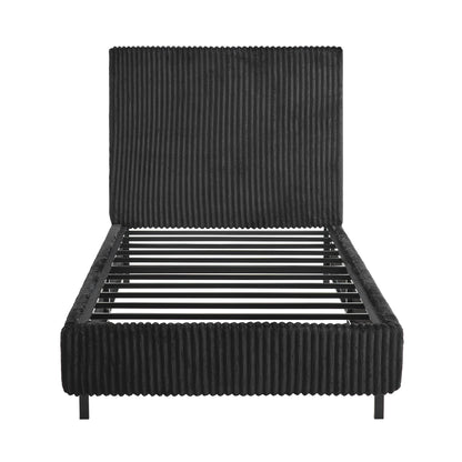 Velmure Corduroy Platform Bed Frame-Twin-Black