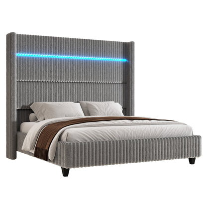 Warren Faux-Fur Bed Frame Amerlife Gray / California king