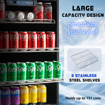 Beverage Refrigerator with Glass Door-24 Inch - Single Zone-Beverage Fridge