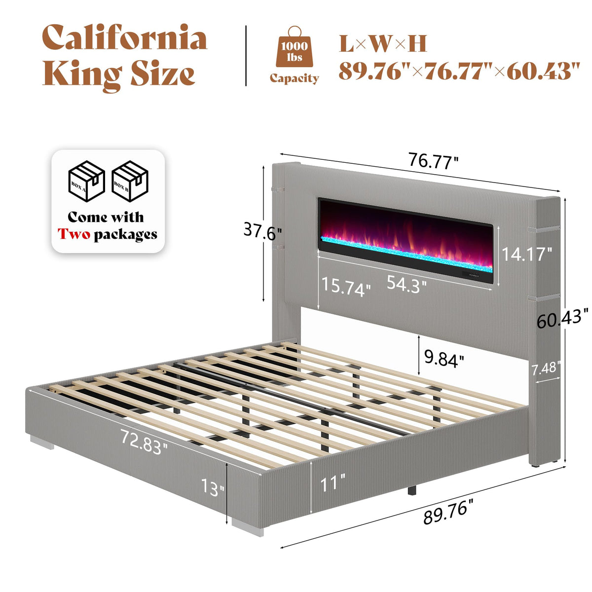 Chambers Bed Frame with Fireplace Amerlife-CS