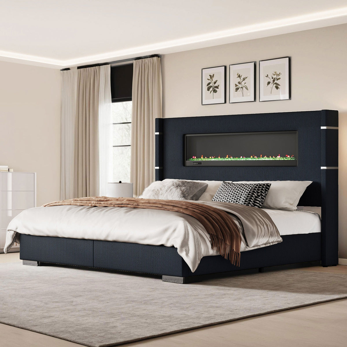 Chambers Bed Frame with Fireplace Amerlife-KH