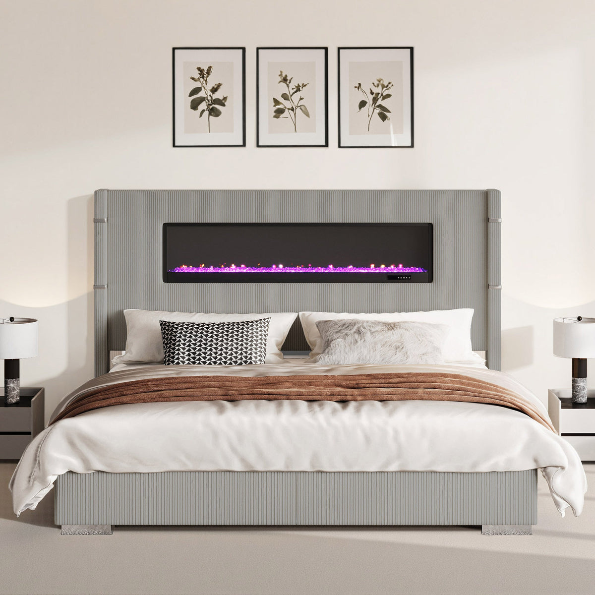 Chambers Bed Frame with Fireplace Amerlife-KS