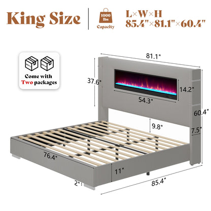 Chambers Bed Frame with Fireplace Amerlife-KS