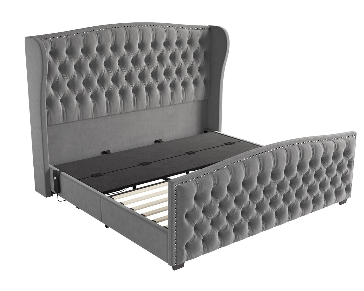 Astoria 51"H Adjustable Bed Frame Amerlife King / Grey